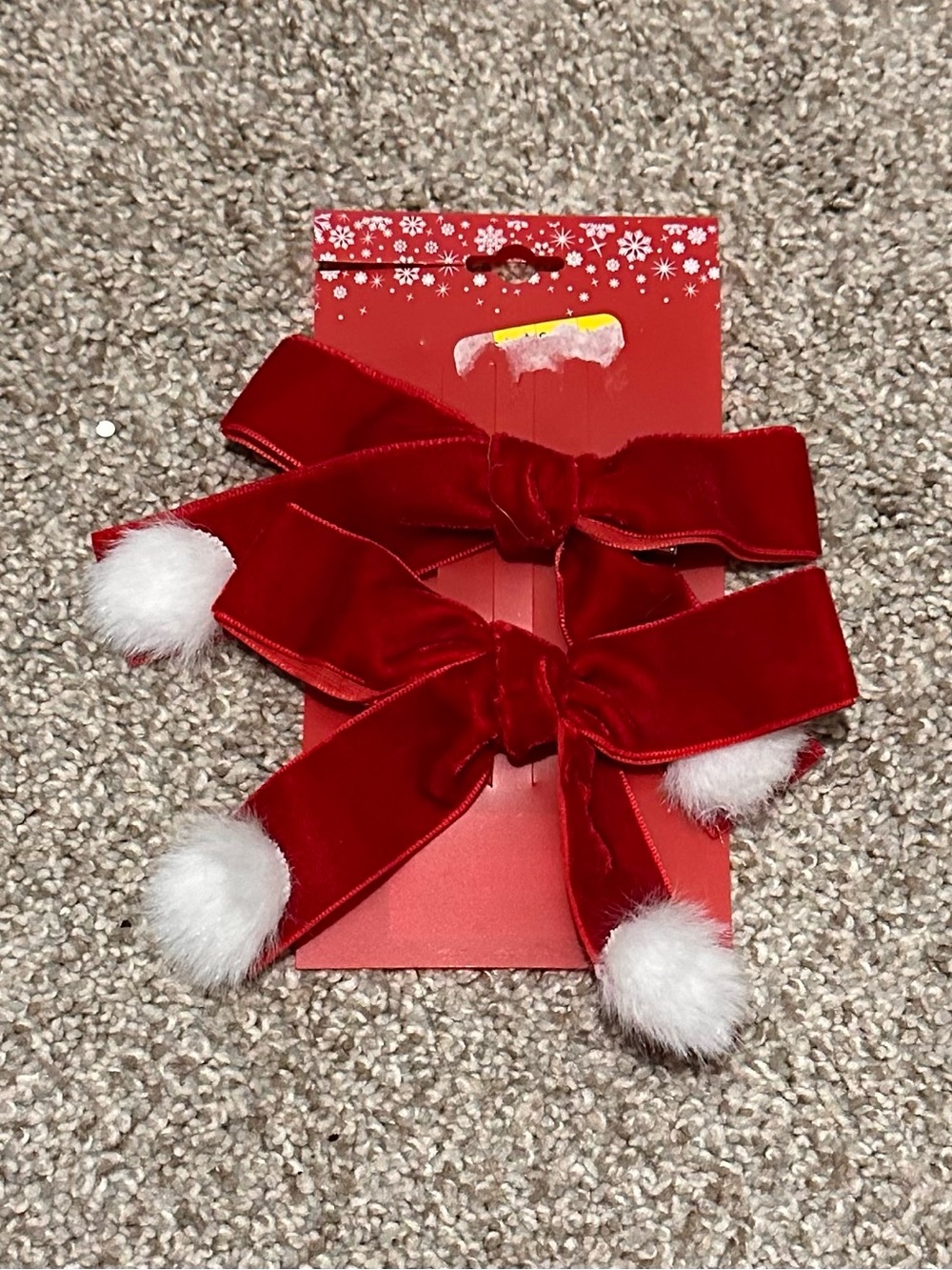 Festive Red Velvet Bow Hair Clips